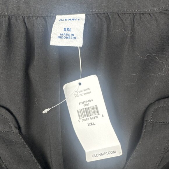 Old Navy Womens Black Rayon Popover V-Neck Long Sleeve Blouse Top Sz XXL NEW - Picture 7 of 10